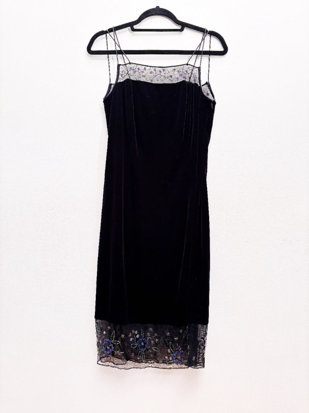 Rimini by Show Black Velvet Beaded Cocktail Dress Size 8